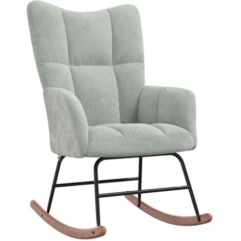 Silla mecedora de terciopelo gris claro vidaXL