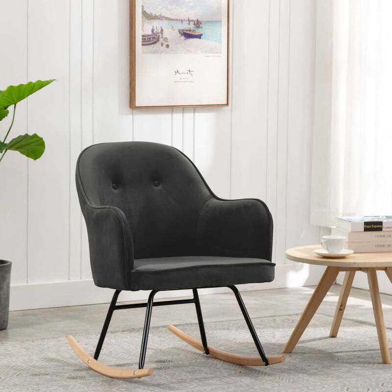 

Silla mecedora de terciopelo gris oscuro
