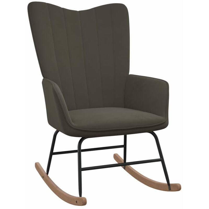 

Silla mecedora de terciopelo gris oscuro