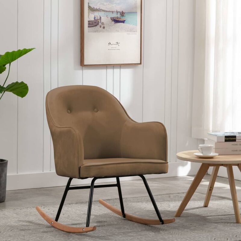 

Silla mecedora de terciopelo marrón
