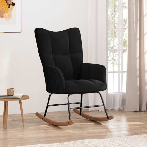 Silla mecedora de terciopelo negro