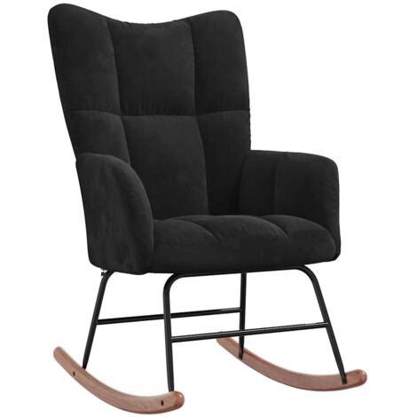 Silla mecedora de terciopelo negro vidaXL