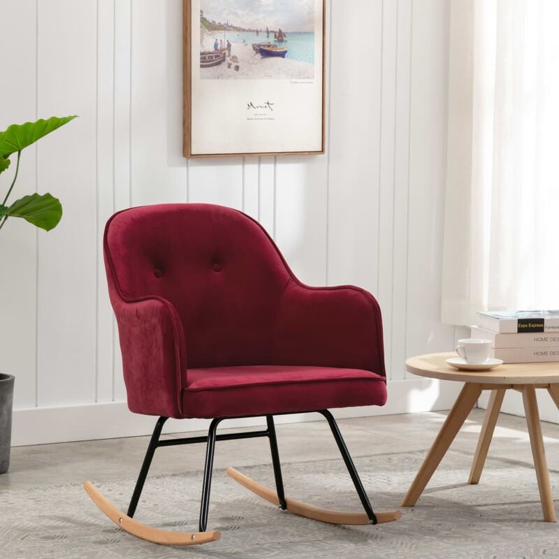 

Silla mecedora de terciopelo rojo vino tinto
