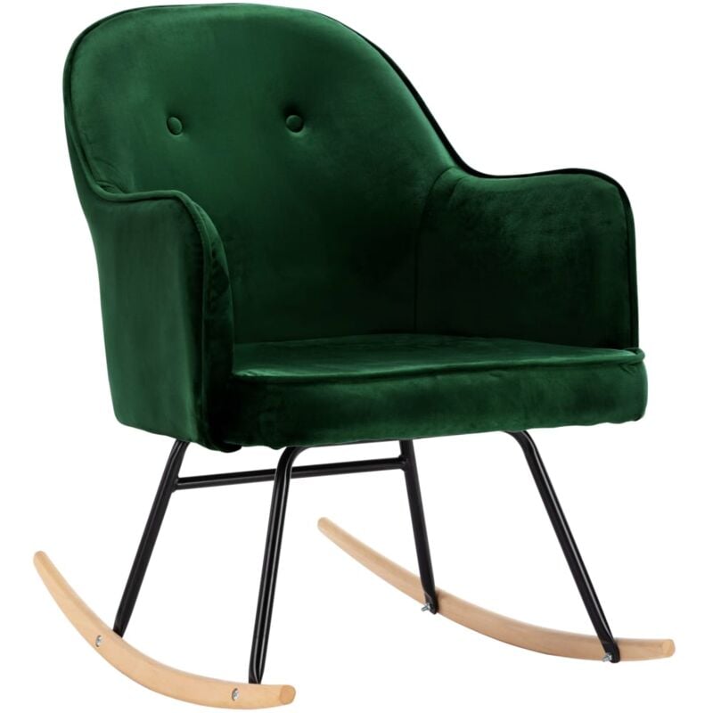 

Silla Mecedora de Terciopelo Verde Oscuro - Verde - Vidaxl