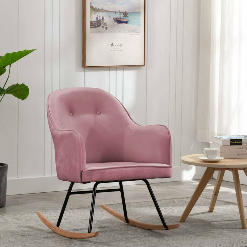 

Silla mecedora de terciopelo rosa