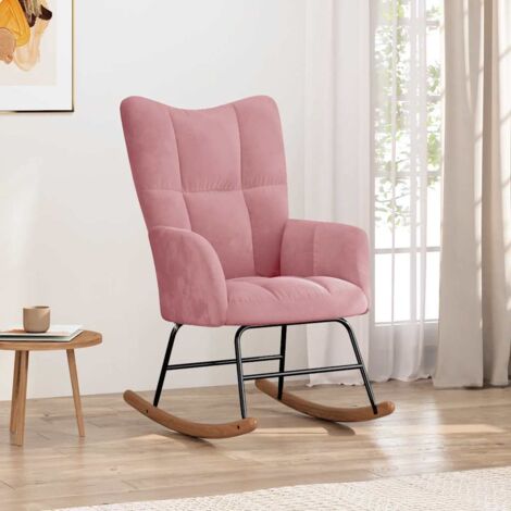 Silla mecedora de terciopelo rosa