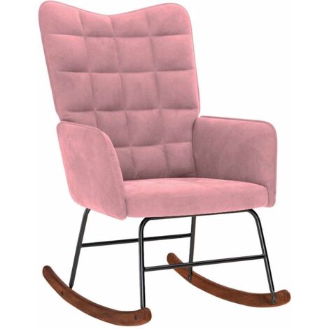 Silla mecedora de terciopelo rosa vidaXL