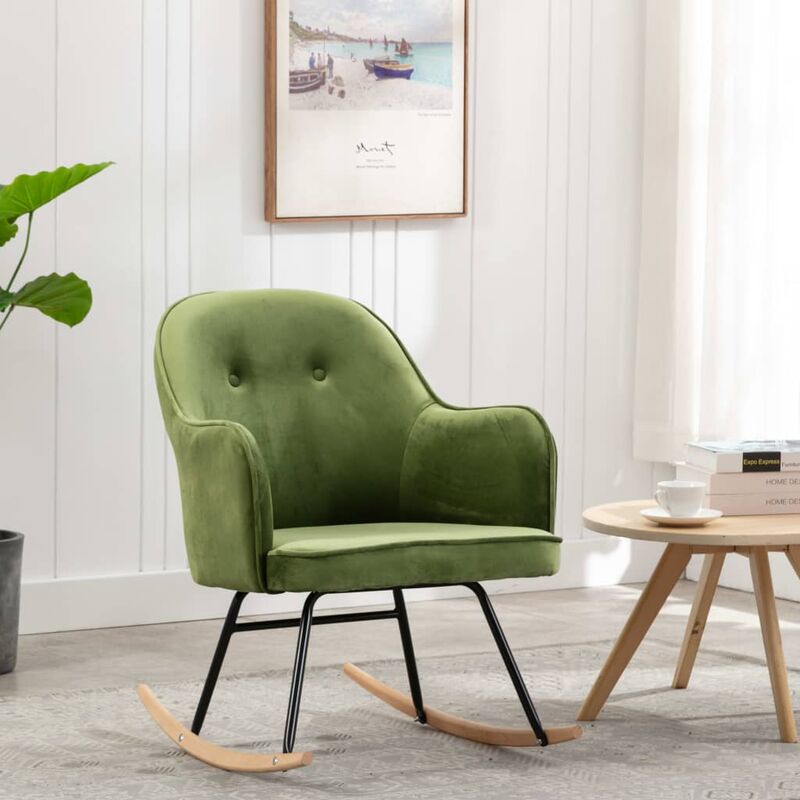 

Silla mecedora de terciopelo verde claro