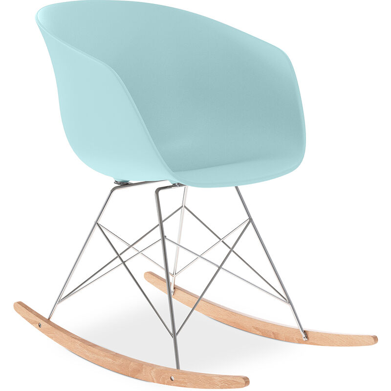 

Silla Mecedora Diseño Escandinavo - Polin Azul pastel Madera de Haya, Acero, PP