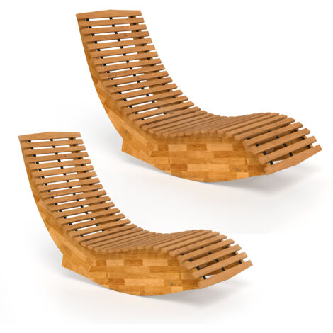 Silla mecedora ergonómica plegable de madera para jardín, con diseño de listones, 60x156x77 cm, color natural.