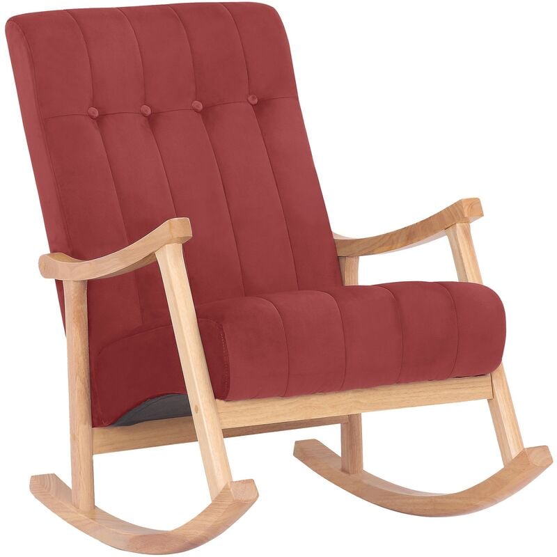 

CLP - Silla mecedora Saltillo en terciopelo Natural/rojo