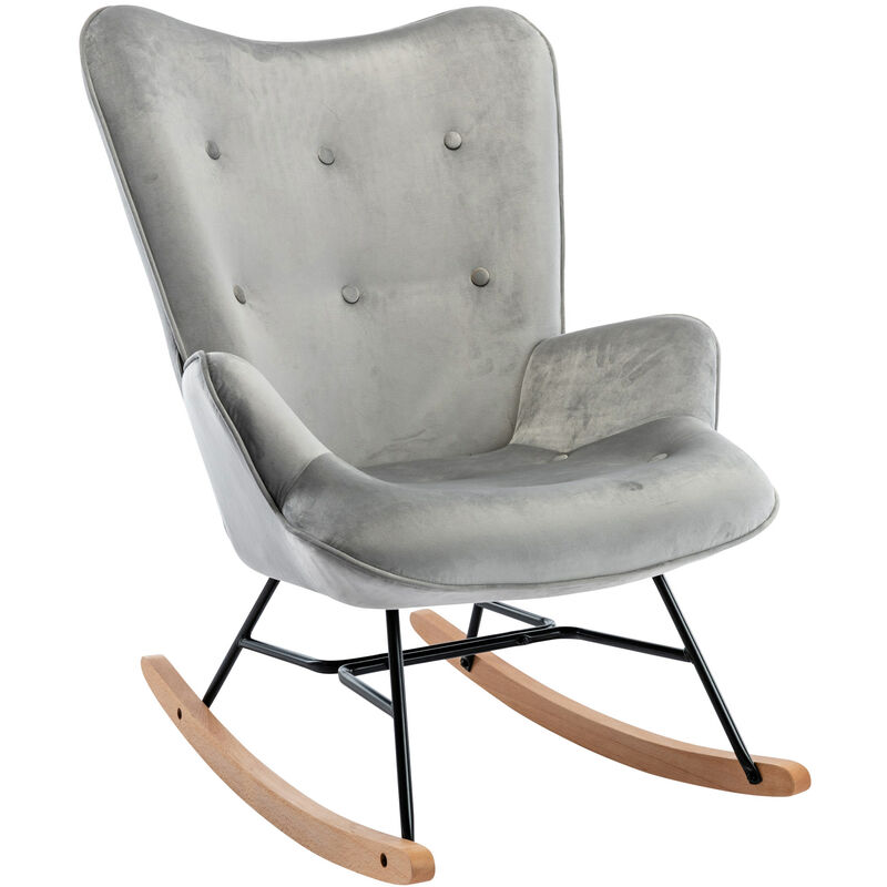 

CLP - Silla Mecedora Sanka En Terciopelo Gris