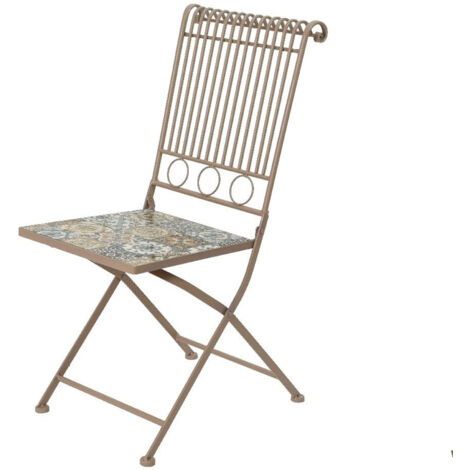 Silla metálica/mosaico color: marron 45x38x90cm modelo bistro para exterior