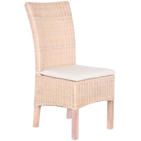 Silla Mimbre Mango 50X55X100 Con Cojin Blanco