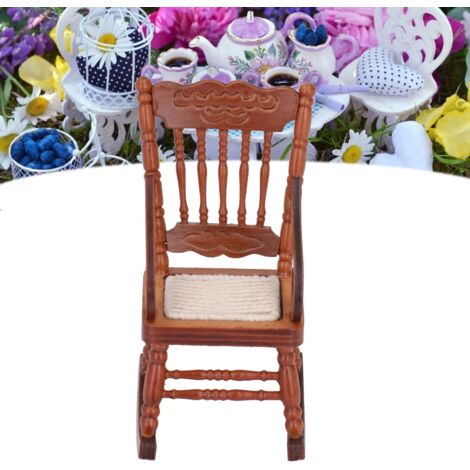 Silla miniatura para casa de muñecas, diseño exquisito, madera de abedul, 5 x 6,7 x 10 cm, para coleccionistas en escala 1:12, color brillante, regalo ideal para niños.