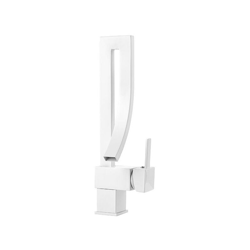 Desconocido - silla Mitigeur lavabo moderne bec haut en Laiton, économie d'eau, Blanc