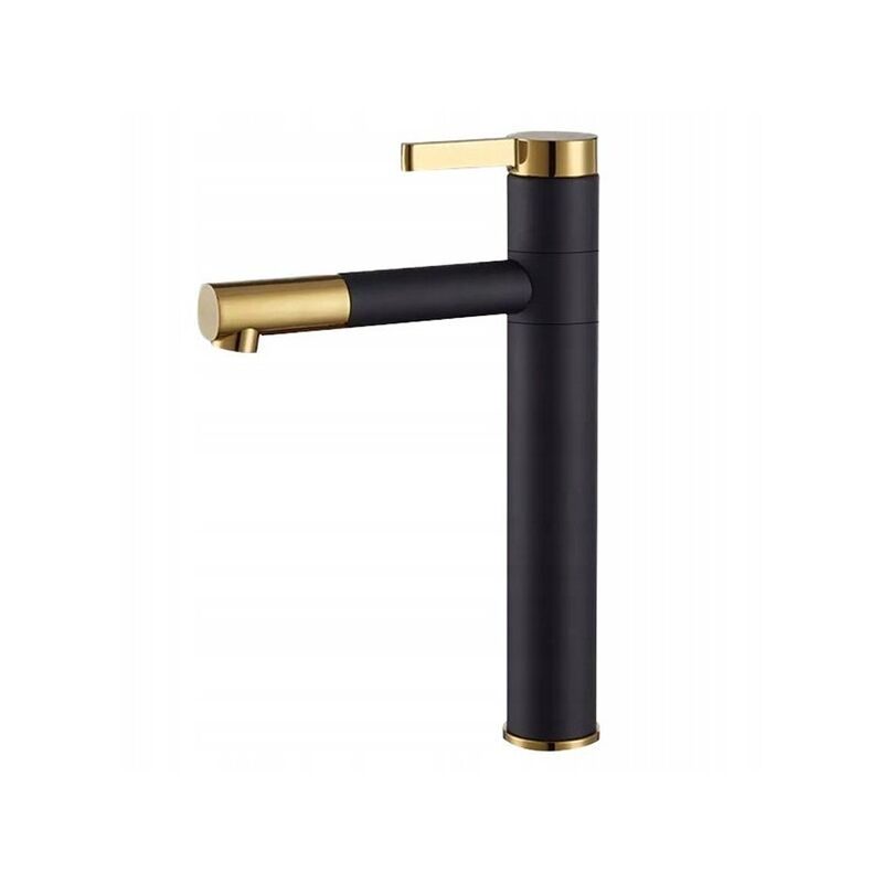 Desconocido - silla Mitigeur lavabo moderne bec haut en Laiton, économie d'eau, Noir