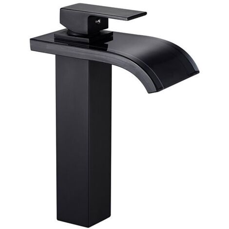 SILLA Mitigeur lavabo moderne bec haut en Laiton, économie d'eau, Noir