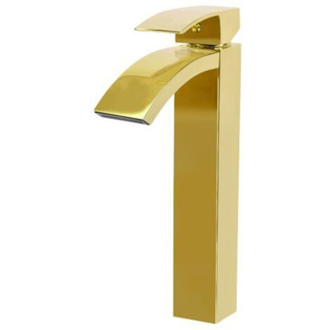 SILLA Mitigeur lavabo moderne en Laiton, cascade, Doré