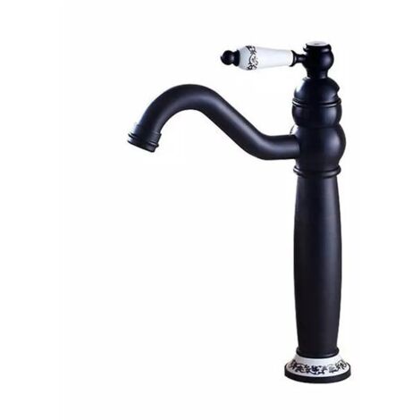 SILLA Mitigeur lavabo retro bec haut en Laiton, économie d'eau, Noir