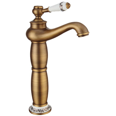SILLA Mitigeur lavabo retro bec haut en Laiton, économie d'eau, Vintage doré