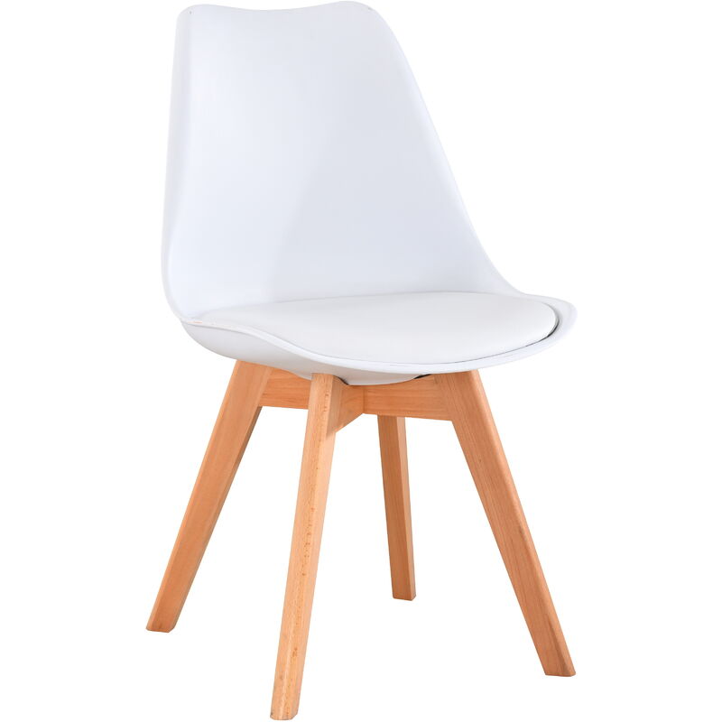 

Beat Collection - Pack de 2 sillas n�rdicas - Carcasa y coj�n color blanco - Patas madera - Blanco & madera haya natural