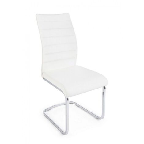 Silla moderna acolchada MYRA en ecopiel blanca