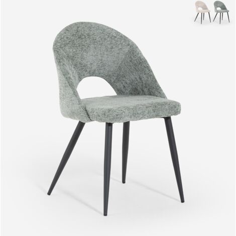 Silla moderna de chenilla para cocina, salón, comedor Lotur - Verde oscuro
