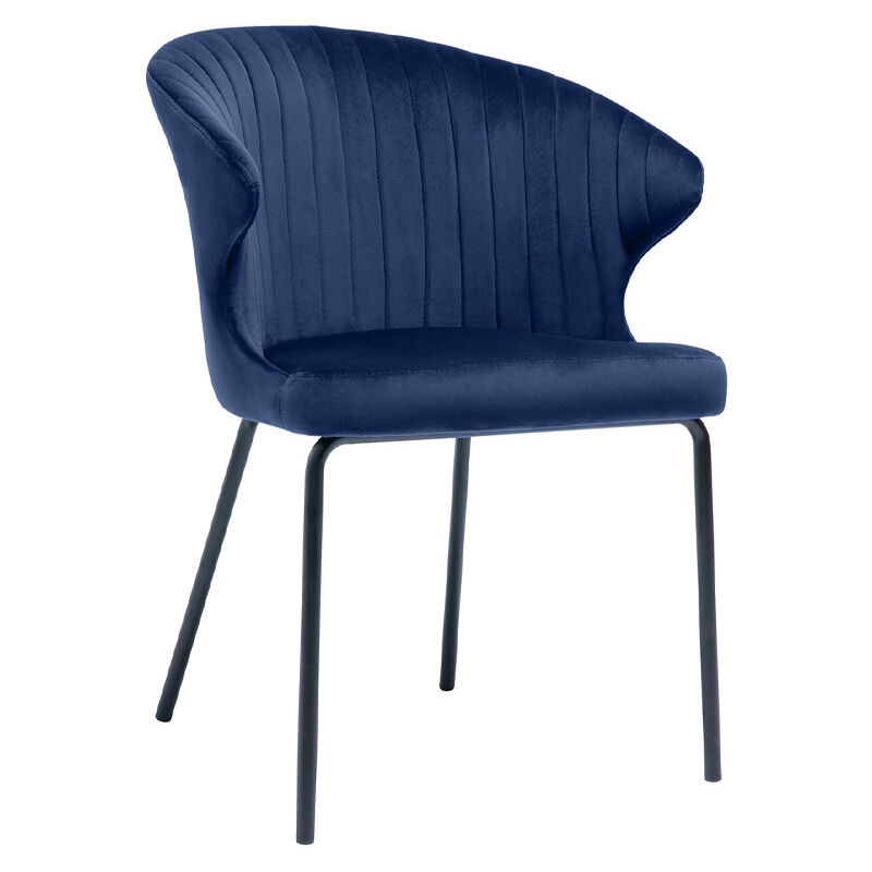 

Miliboo - Silla moderna en terciopelo azul oscuro REQUIEM