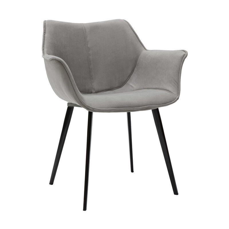 

Silla moderna tejido gris y patas metal negro VOLO