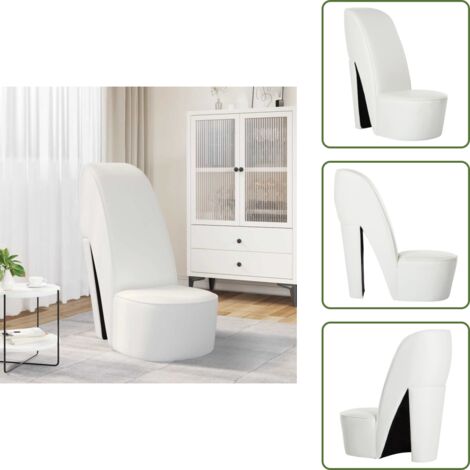Silla moderna - vidaXL Sillón con forma de zapato de tacón cuero sintético blanco - Silla de diseño
