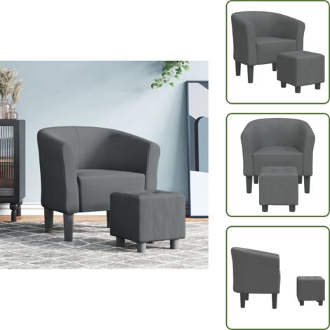 Silla moderna - vidaXL Sillón con taburete tela gris oscuro - Silla con respaldo