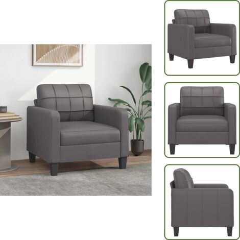 Silla moderna - vidaXL Sillón cuero sintético gris 60 cm - Silla de estar