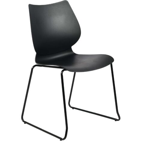 Silla negra de diseño limpio – Estilo contemporáneo plástico negro estructura de metal negro 100008266