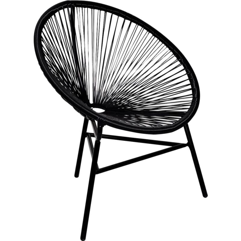 

vidaXL Silla redonda ratán sintético negro - Negro