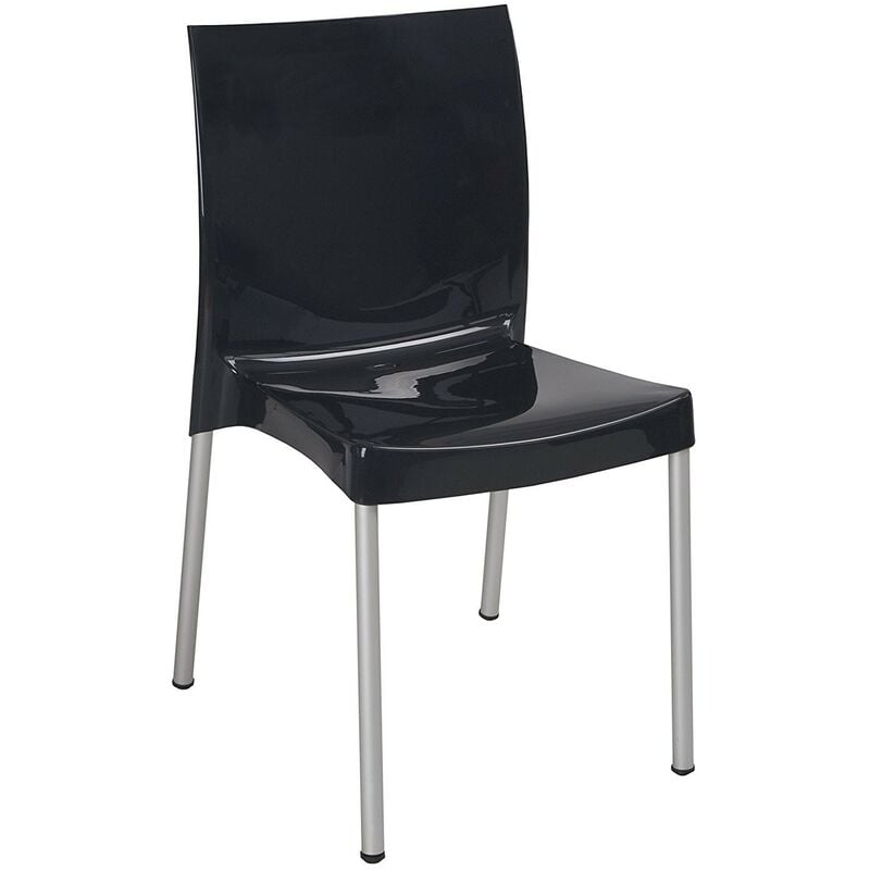 

Silla NICO, aluminio, polipropileno negro brillo