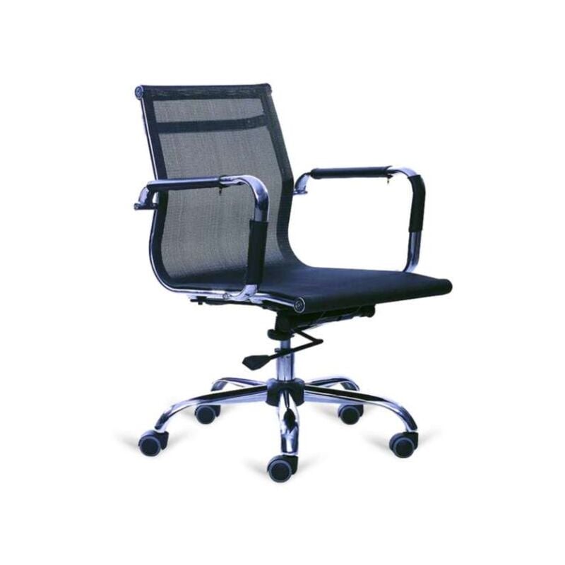 

Silla Niza con malla, altura regulable. A elegir en blanco o negro. 54 cm(ancho ) 89-94.5 cm(altura) 62 cm(fondo) Color NEGRO