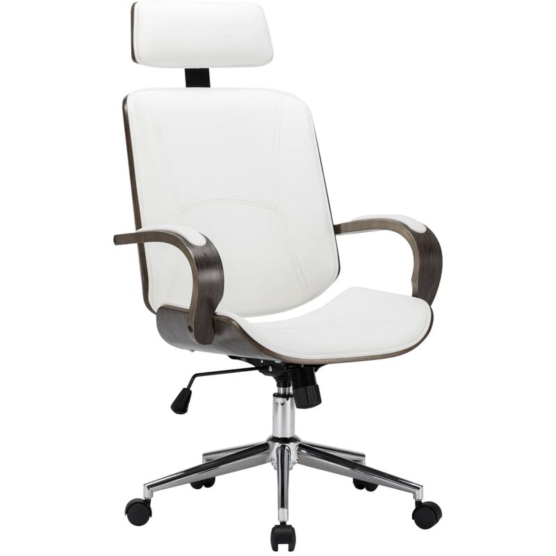 

Silla oficina con reposacabezas cuero sintético madera blanco - Blanco