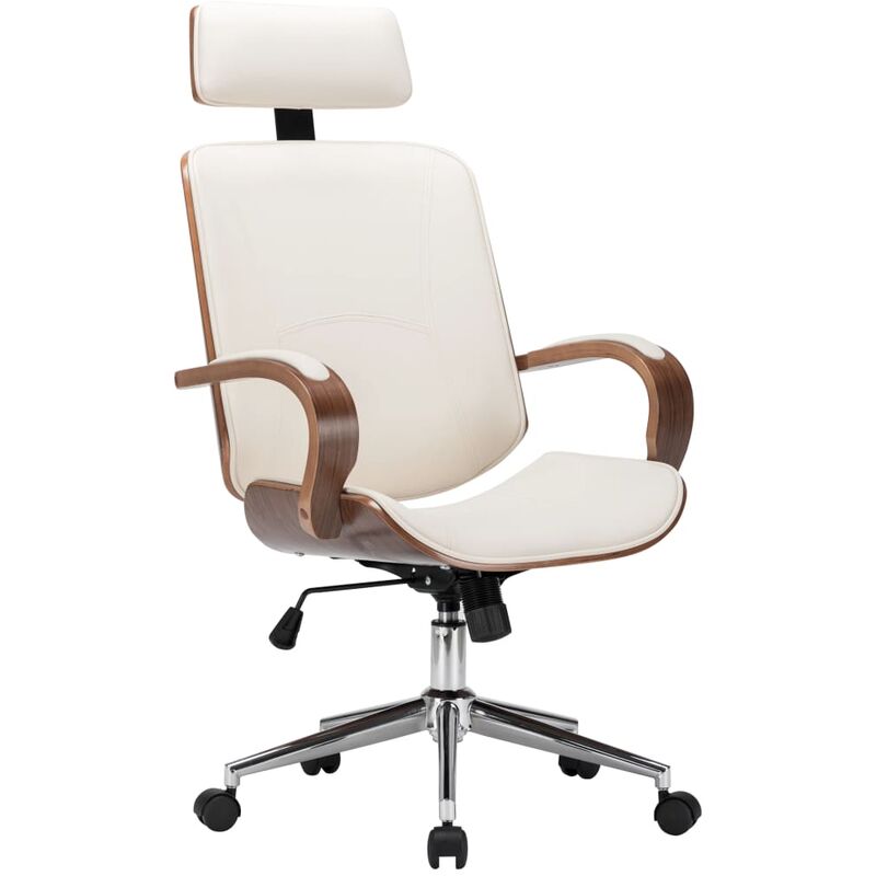 

Silla oficina con reposacabezas cuero sintético madera crema - Crema