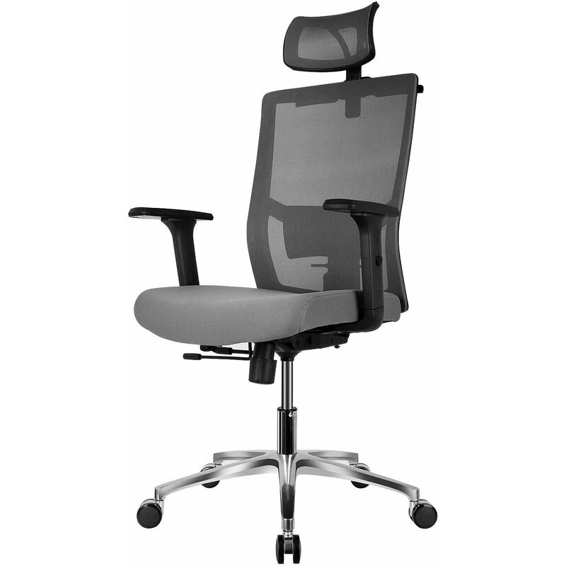 

Silla Oficina Ergonómica Giratoria 360°, Silla de Escritorio de Malla con Altura, Reposabrazos y Apoyabrazos Ajustables, Transpirable, Carga