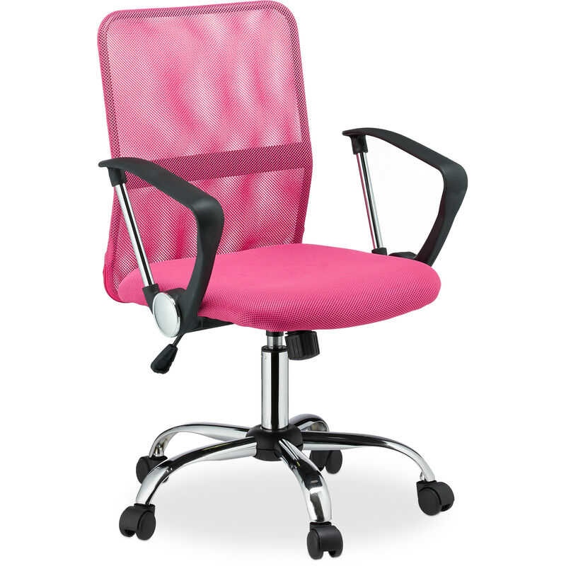 

Silla Oficina Ergonómica Giratoria 360º, Escritorio, Ordenador, Metal-Plástico-Malla, 101 x 62 x 62 cm, Rosa