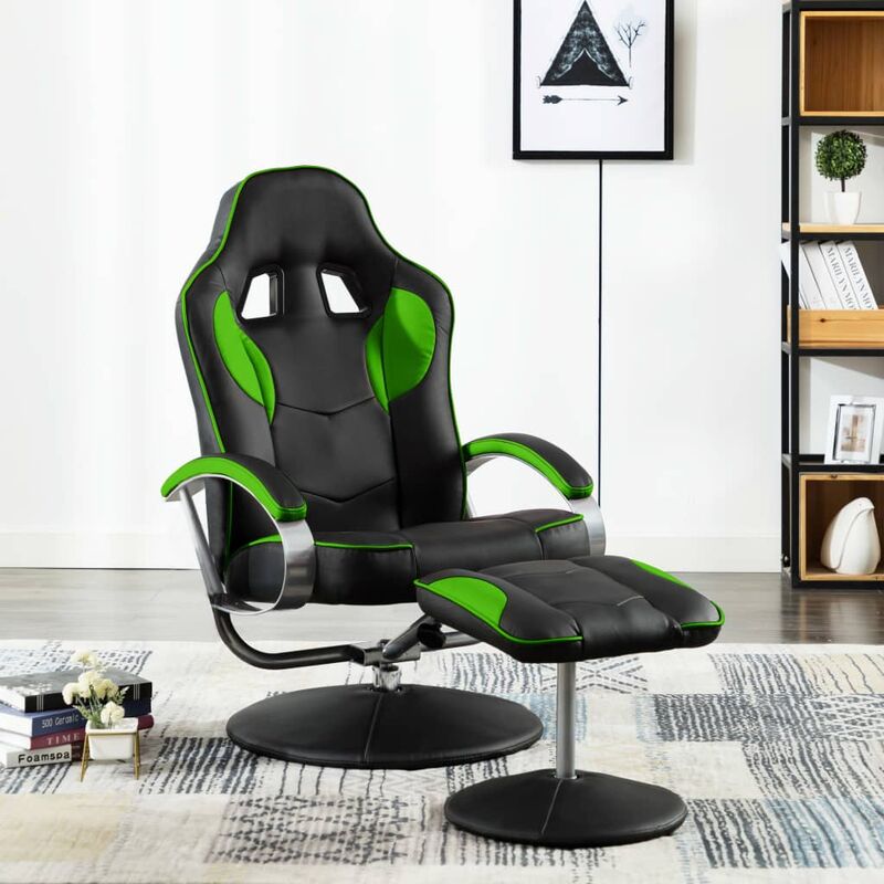 

Silla oficina reclinable con reposapiés cuero sintético verde