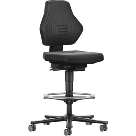 Silla operativa giratoria Air Flow ruedas + reposapiés tejido Supertec negro 610-890mm BIMOS