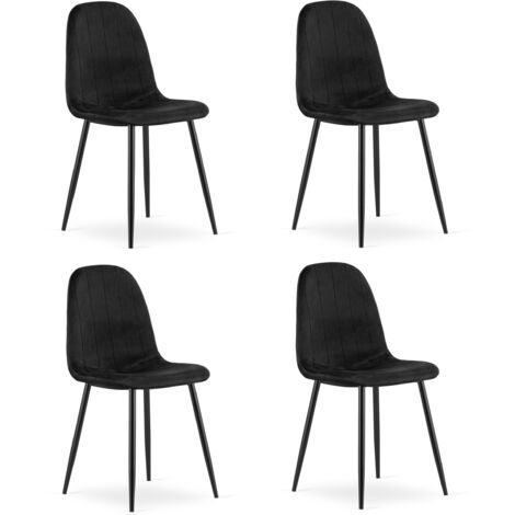 Silla PADVA - terciopelo negro / patas negras x 4