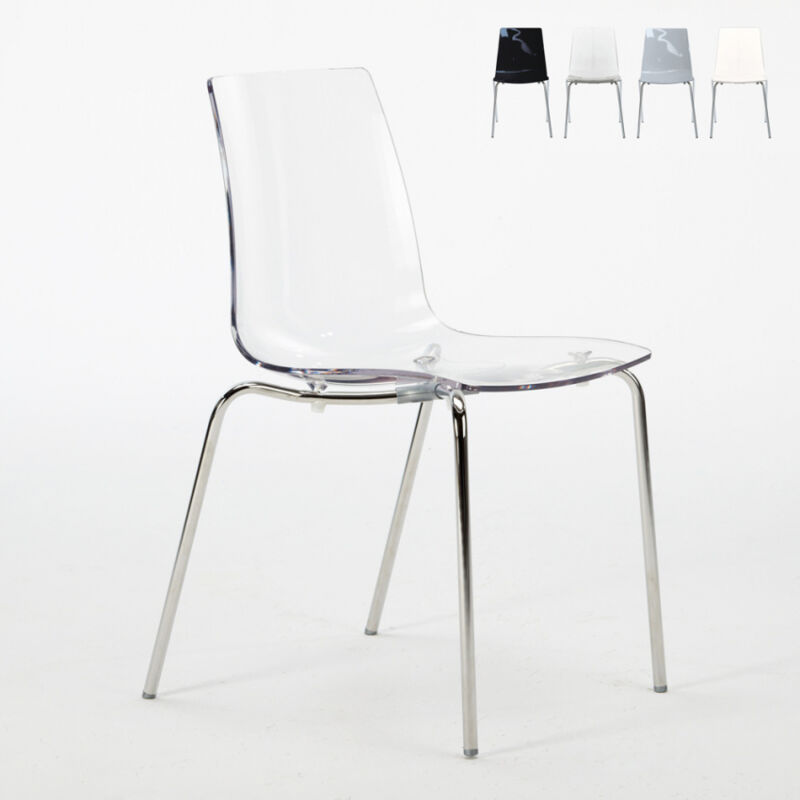 

Silla para bar y cocina con soporte de acero apilable Lollipop Grand Soleil | Transparente