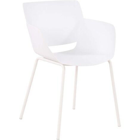 Silla para interior o exterior de plástico blanco con estructura de acero con recubrimiento en polvo 100007121
