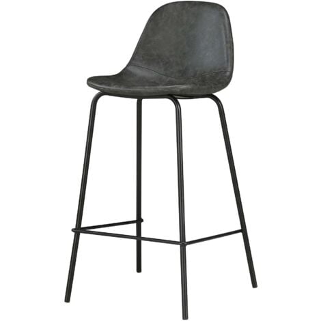 RENDEZ-VOUS DÉCO Silla para isla central 65 cm de cuero sintético gris/negro - Henrik