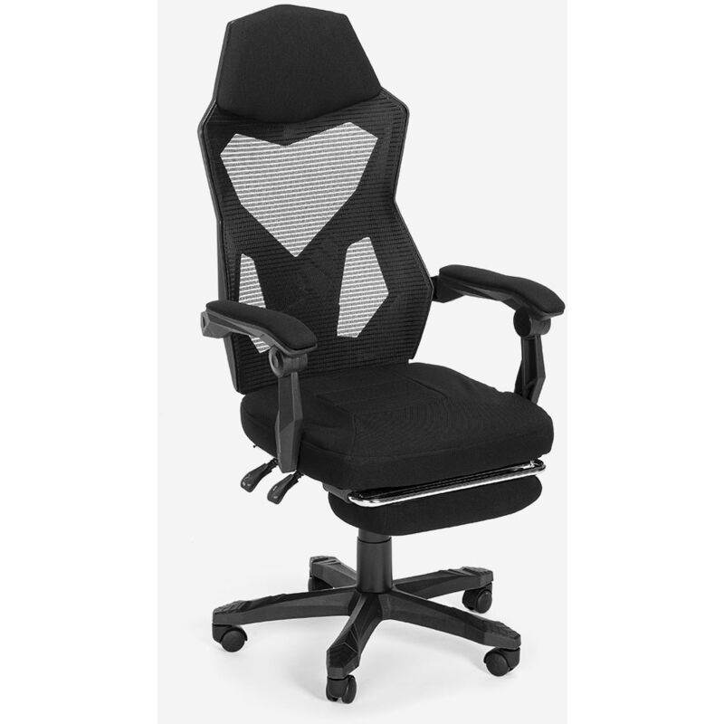 

Silla sillón gaming diseño futurista ergonómica transpirable reposapiés Gordian Plus Dark