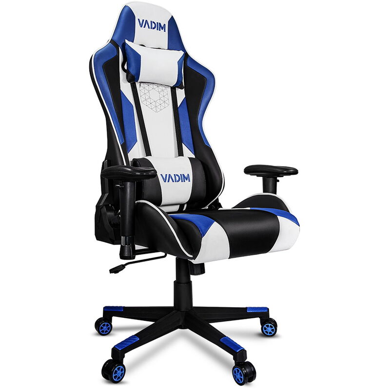 

Silla para juegos silla de oficina Gamer Silla ergonómica Reposabrazos 2D ajustable Cojín lumbar Respaldo alto de cuero PU Racing Ángulo de