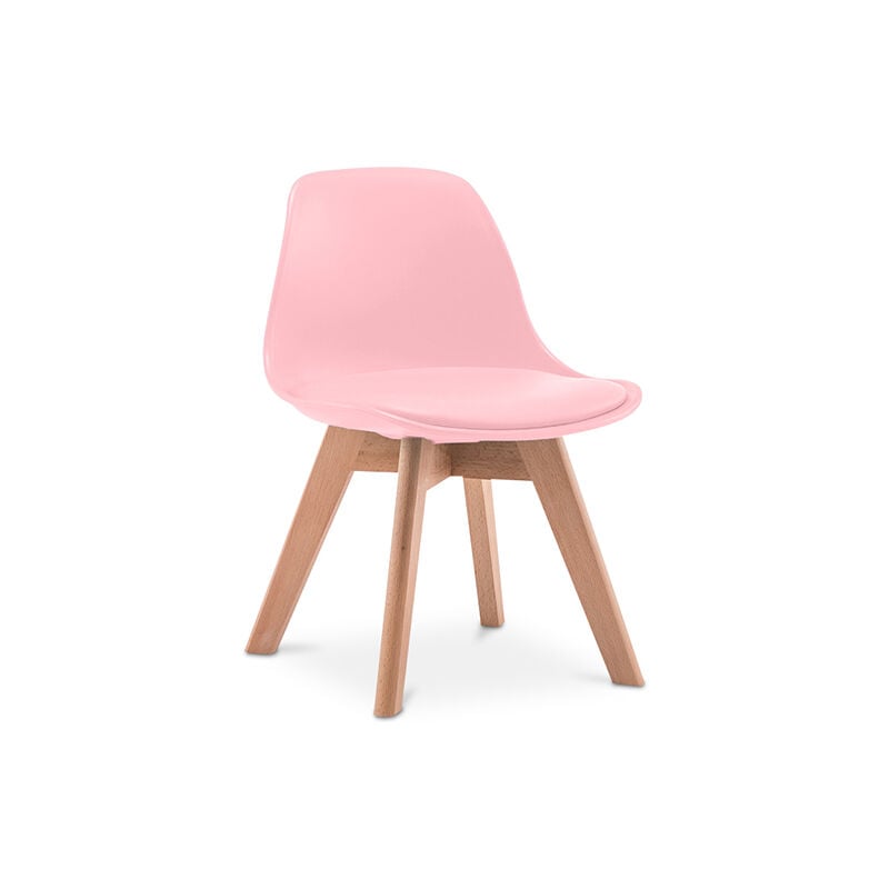 

Silla para niños acolchada de madera y polipropileno Rosa